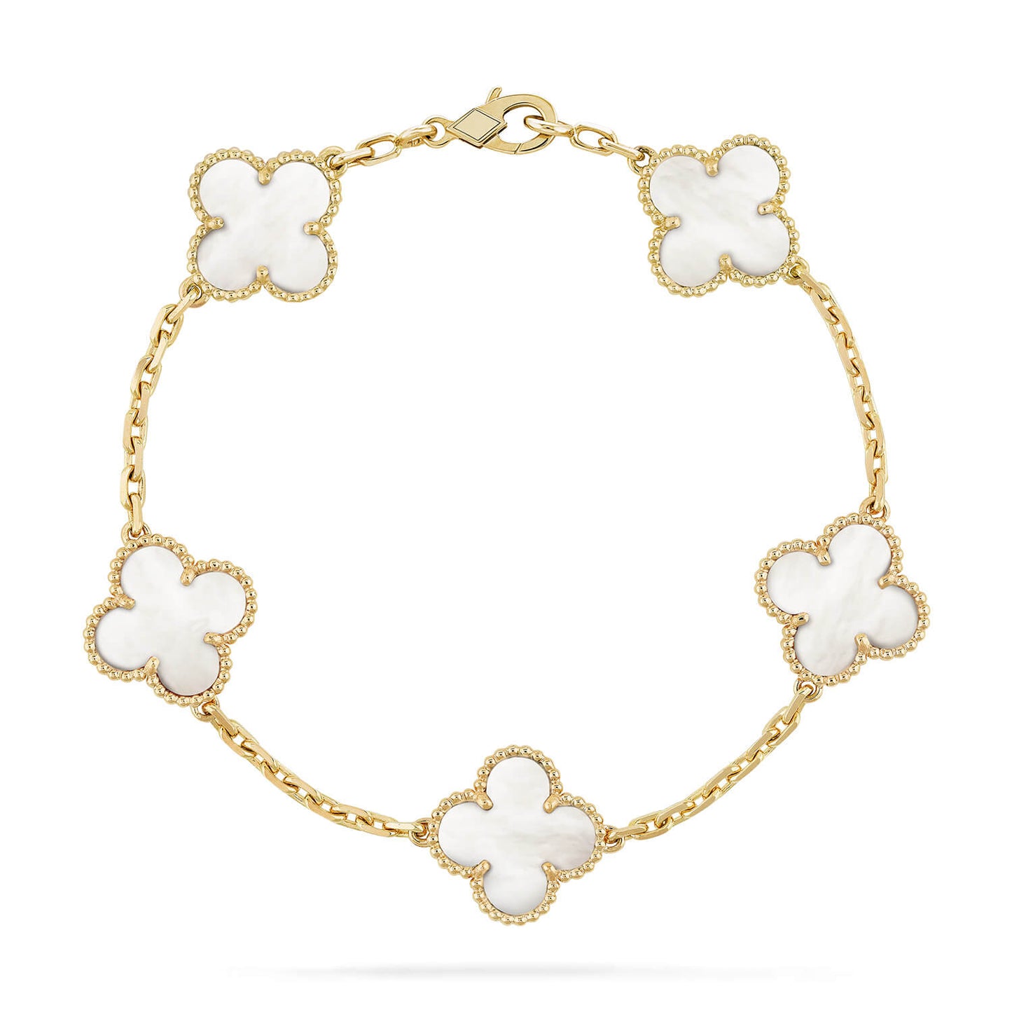 [Love Aura]CLOVER  5 MOTIF WHITE MOP BRACELET
