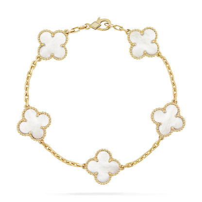 [Love Aura]CLOVER  5 MOTIF WHITE MOP BRACELET