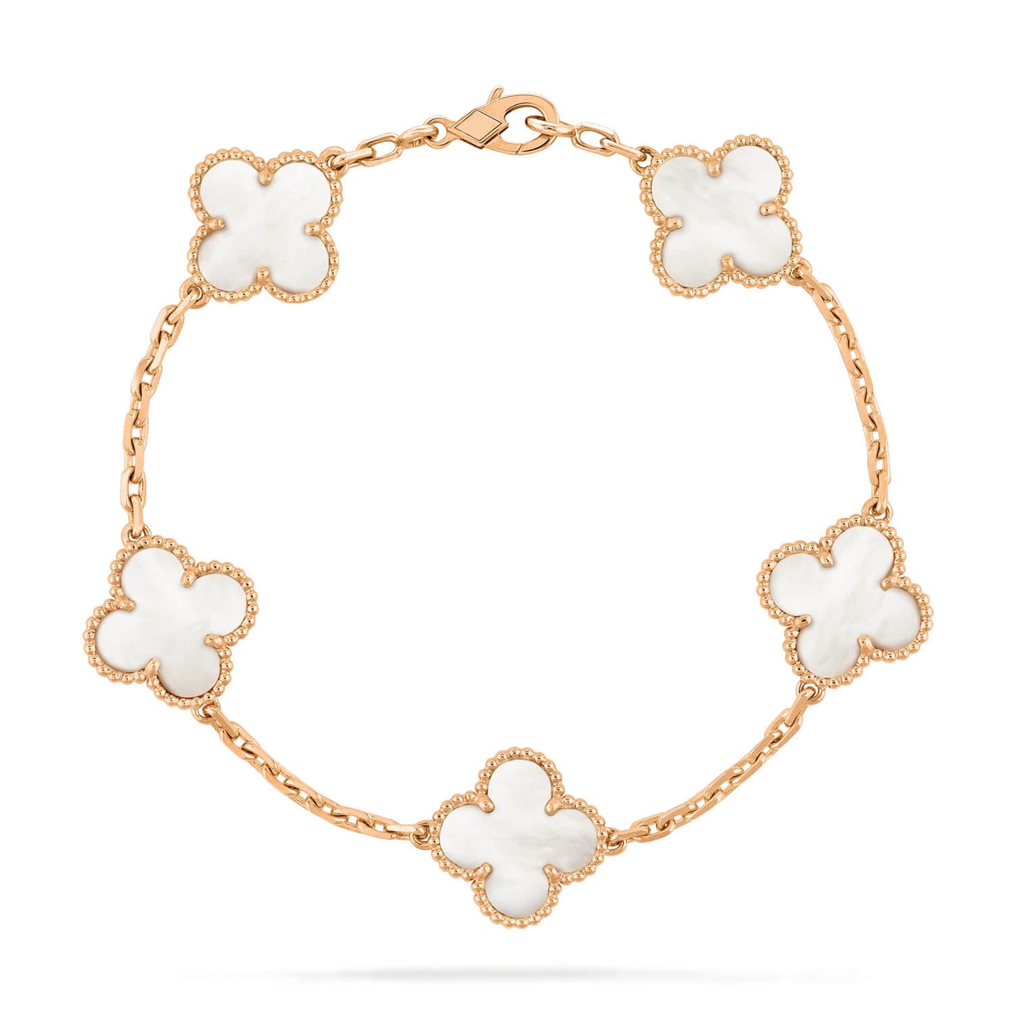 [Love Aura]CLOVER  5 MOTIF WHITE MOP BRACELET