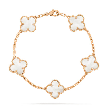 [Love Aura]CLOVER  5 MOTIF WHITE MOP BRACELET
