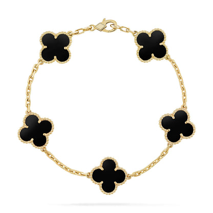 [Love Aura]CLOVER  5 MOTIFS BLACK ONYX BRACELET