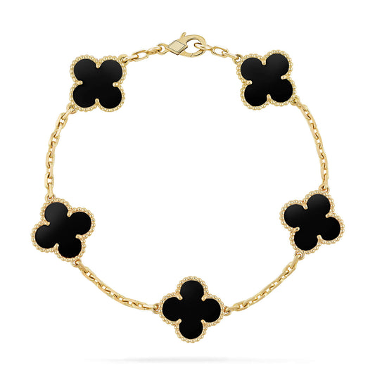 [Love Aura]CLOVER  5 MOTIFS BLACK ONYX BRACELET