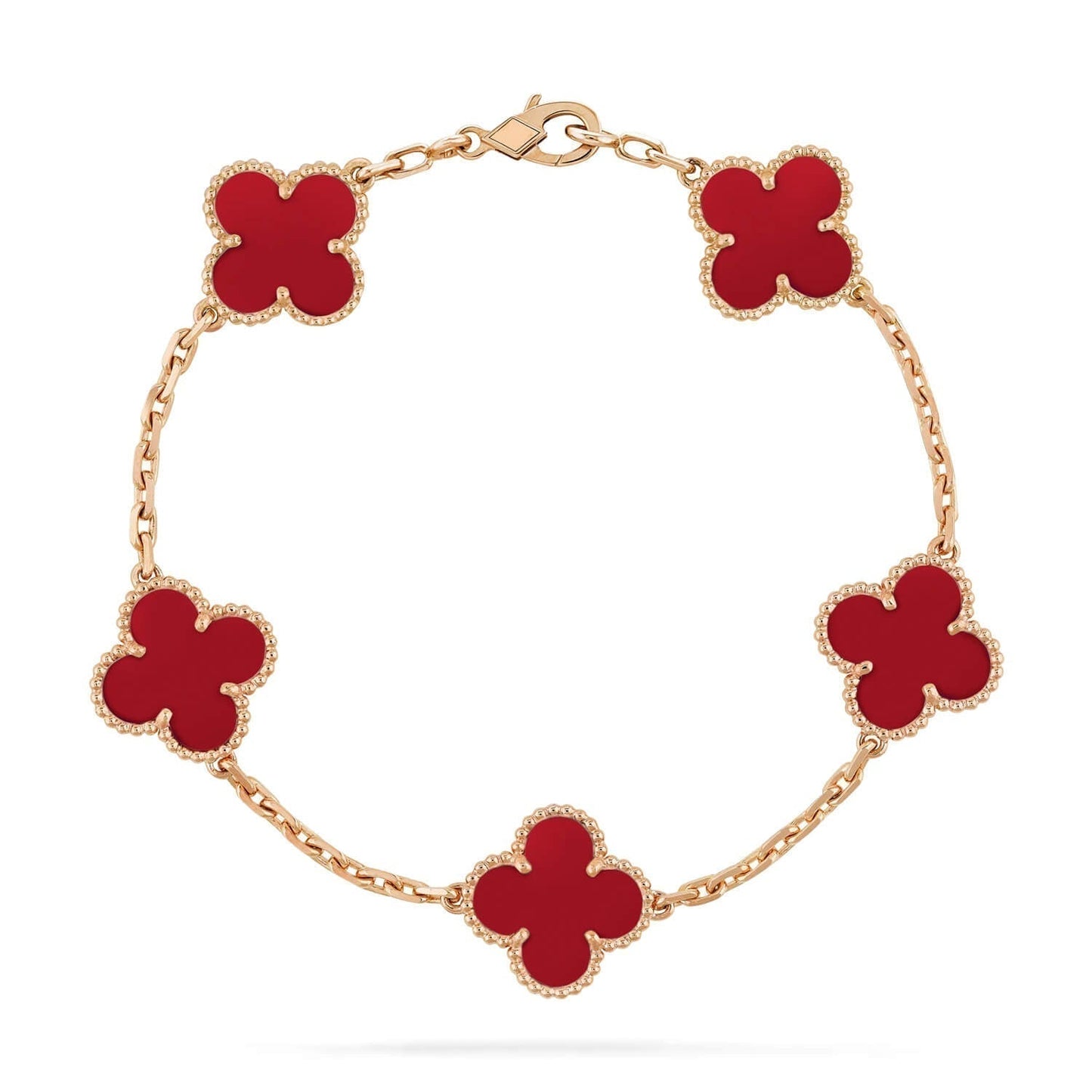 [Love Aura]CLOVER 5 MOTIFS RED AGATE  BRACELET