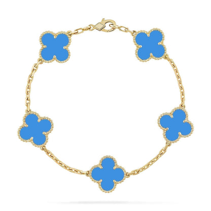 [Love Aura]CLOVER 5 MOTIFS BLUE AGATE BRACELET
