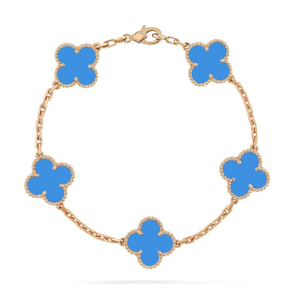 [Love Aura]CLOVER 5 MOTIFS BLUE AGATE BRACELET