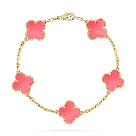 [Love Aura]CLOVER 5 PINK MOP BRACELET