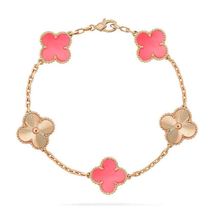 [Love Aura]CLOVER BRACELET 5 MOTIF PINK AND PINK GOLD