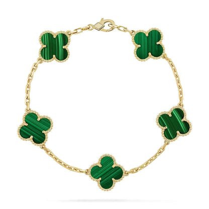 [Love Aura]CLOVER 5 MOTIFS MALACHITE BRACELET
