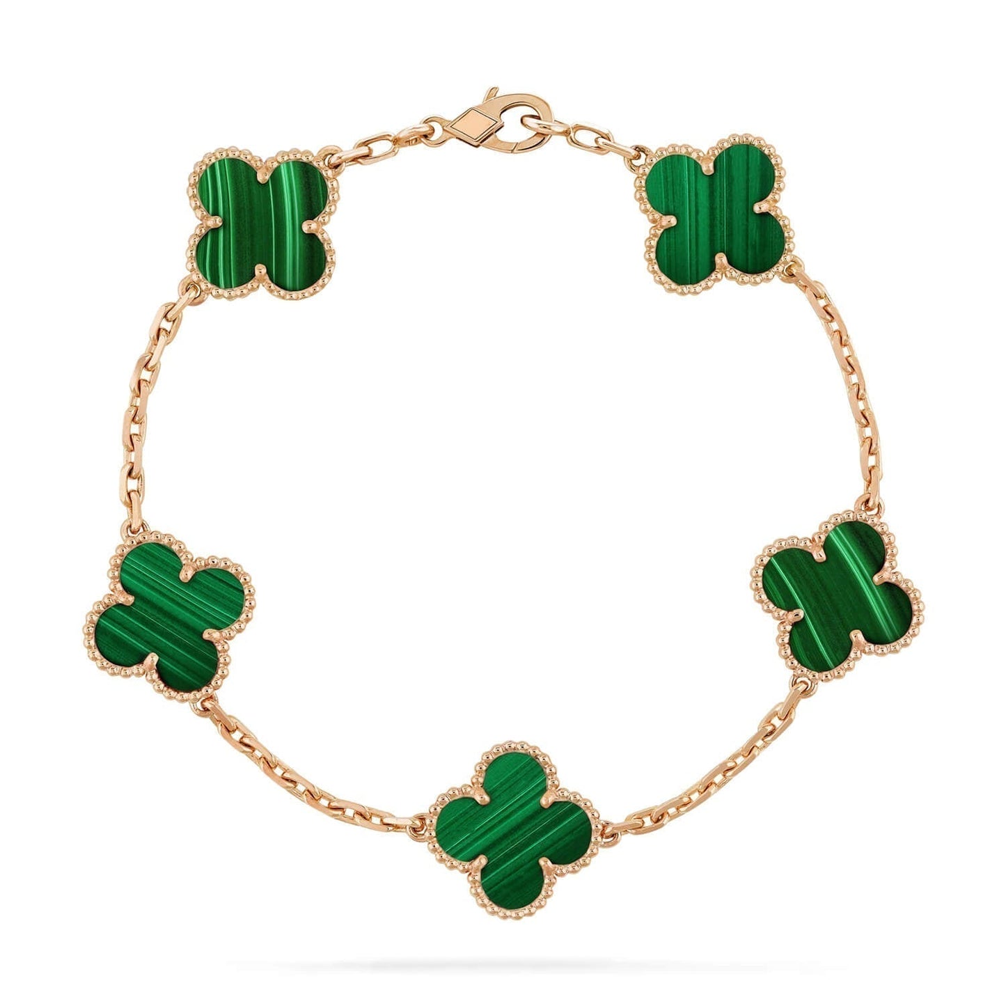 [Love Aura]CLOVER 5 MOTIFS MALACHITE BRACELET