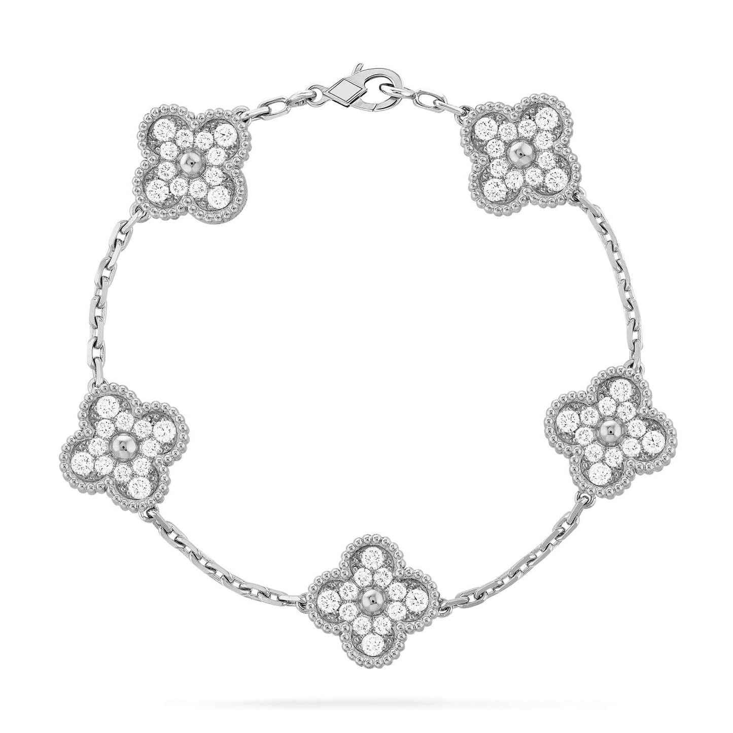 [Love Aura]CLOVER 5 MOTIFS  DIAMOND BRACELET SILVER