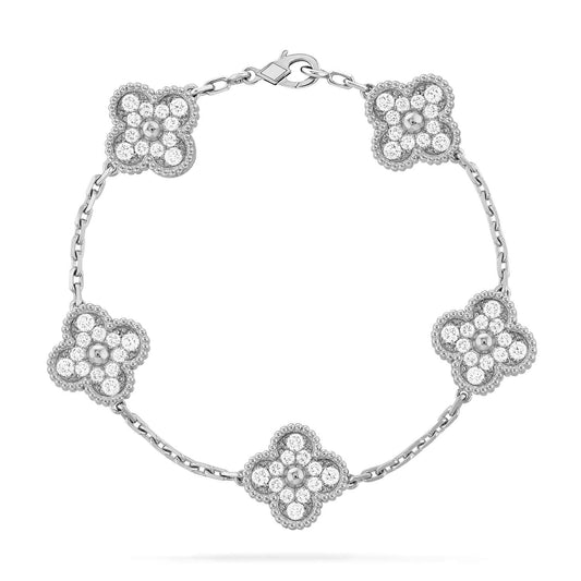 [Love Aura]CLOVER 5 MOTIFS  DIAMOND BRACELET SILVER