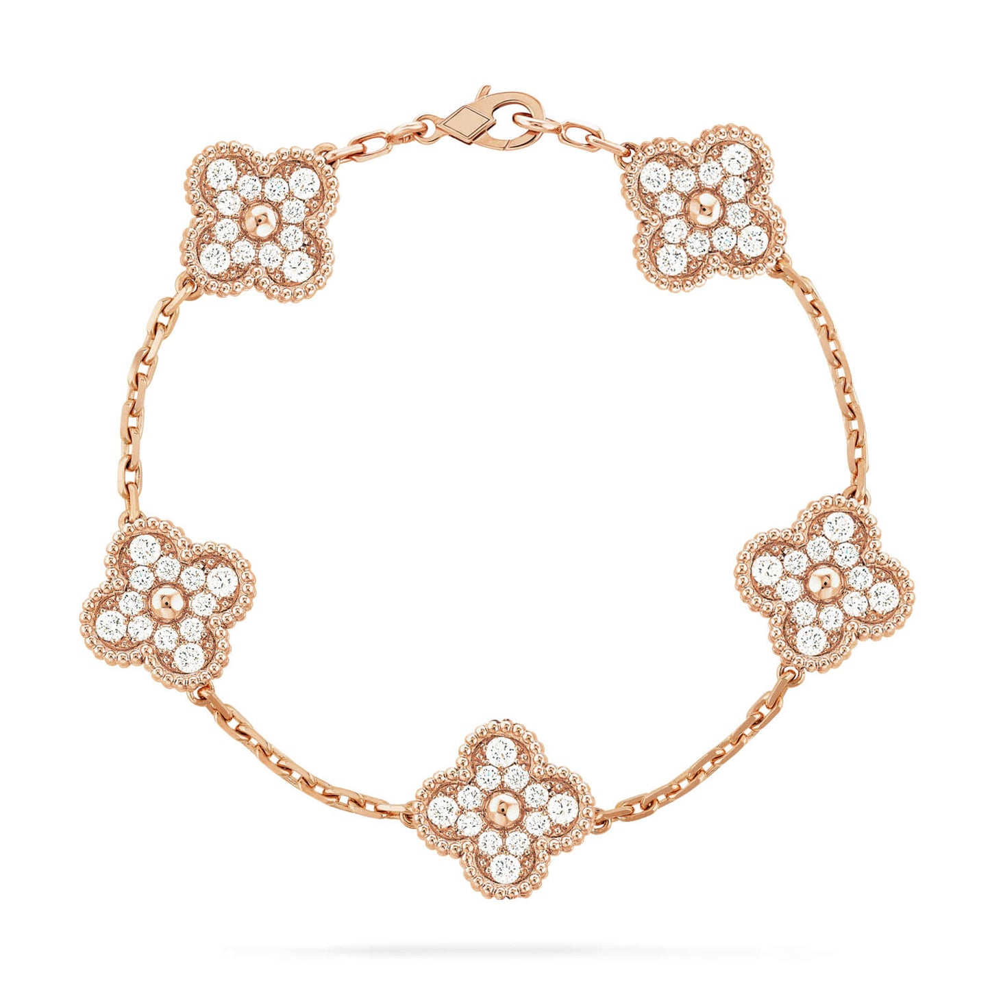 [Love Aura]CLOVER 5 MOTIFS  FULL DIAMOND BRACELET