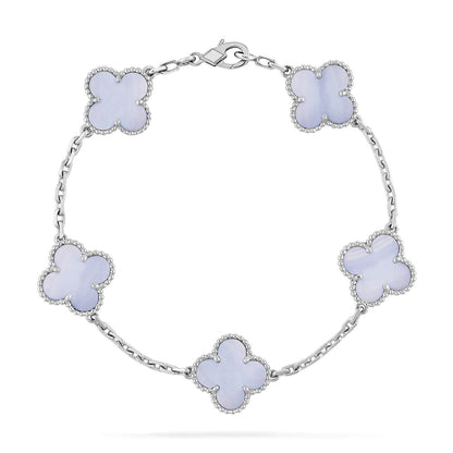 [Love Aura]CLOVER  5 MOTIF PURPLE CHALCEDONY BRACELET SILVER