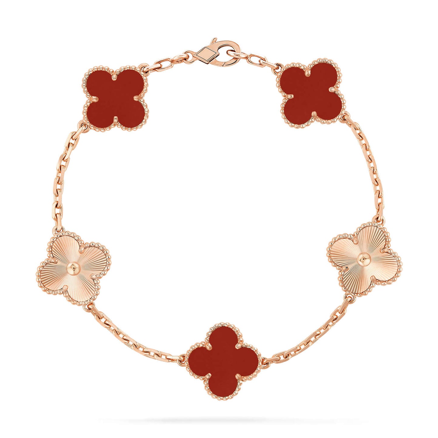 [Love Aura]CLOVER  5 MOTIFS CARNELIAN GOLD BRACELET