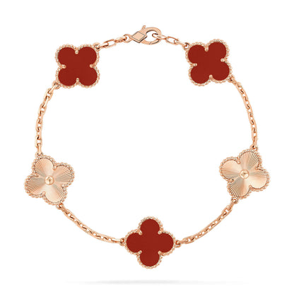 [Love Aura]CLOVER  5 MOTIFS CARNELIAN GOLD BRACELET