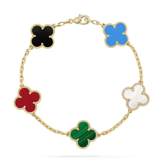 [Love Aura]CLOVER 5 MOTIFS MULTICOLOR BRACELET