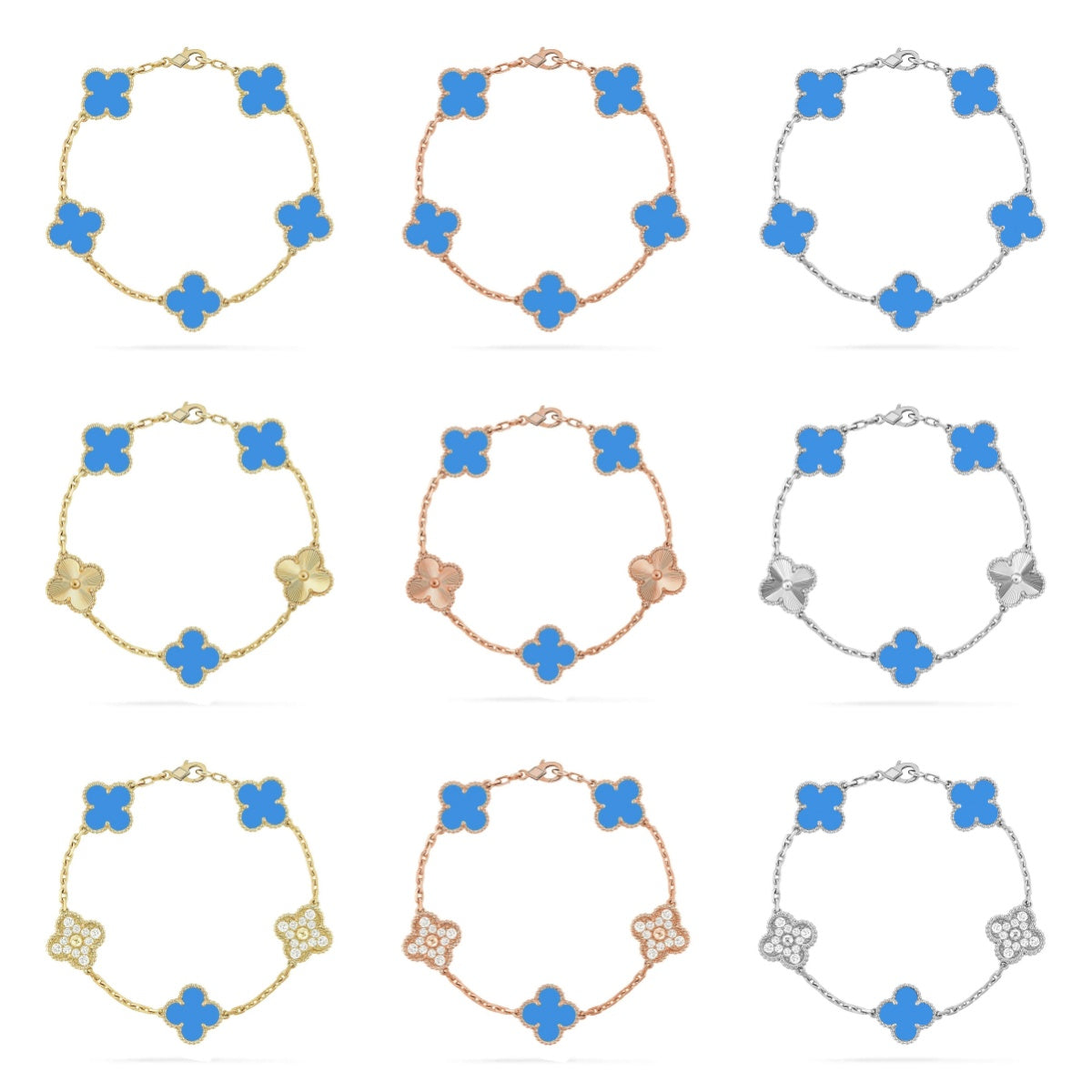 [Love Aura] CLOVER 5 MOTIF BLUE AGATE BRACELET COLLECTION