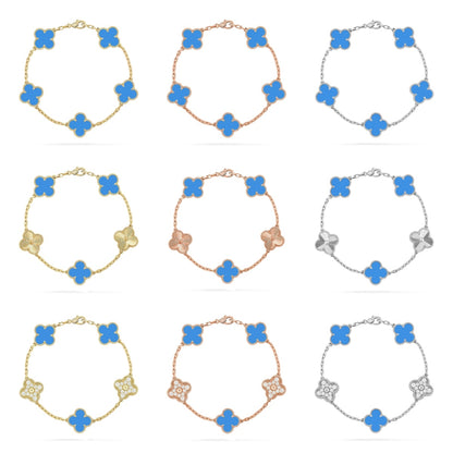 [Love Aura] CLOVER 5 MOTIF BLUE AGATE BRACELET COLLECTION