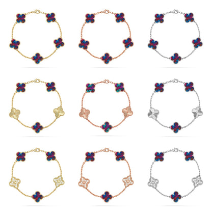 [Love Aura]CLOVER 5 MOTIF COLOR GEMSTONES BRACELET COLLECTION
