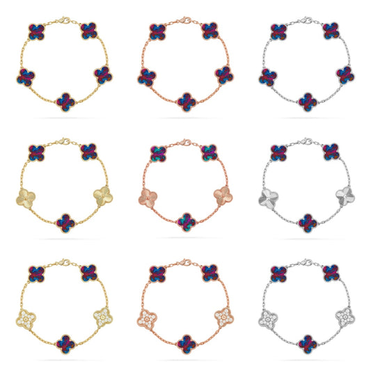 [Love Aura]CLOVER 5 MOTIF COLOR GEMSTONES BRACELET COLLECTION