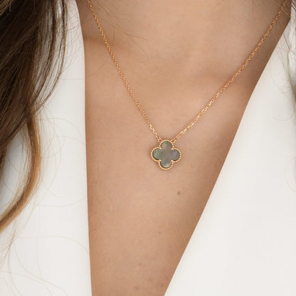 [Love Aura]CLOVER 15MM  GRAY MOTHER OF PEARL NECKLACE