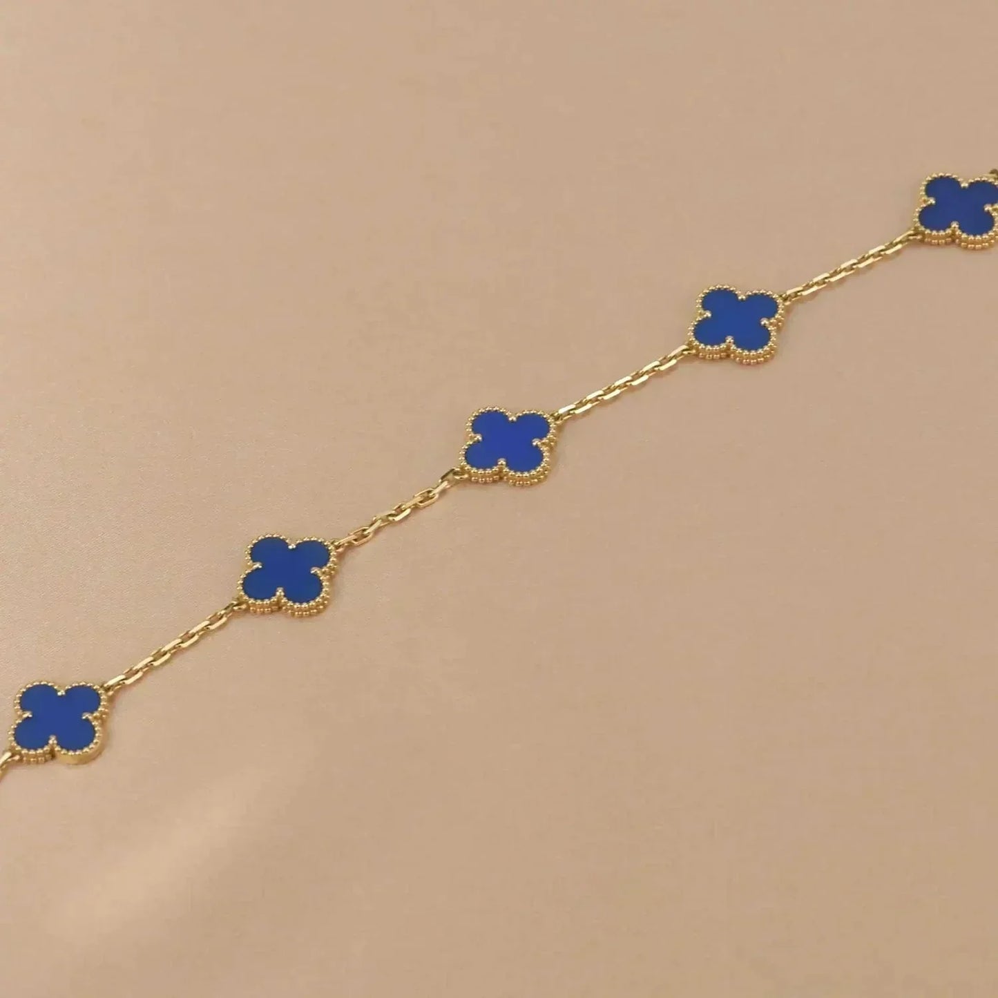 [Love Aura]CLOVER 5 MOTIFS BLUE AGATE BRACELET