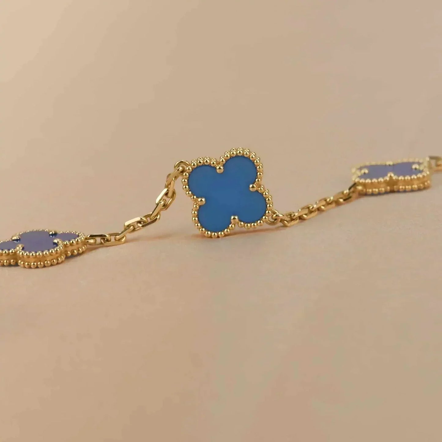 [Love Aura]CLOVER 5 MOTIFS BLUE AGATE BRACELET