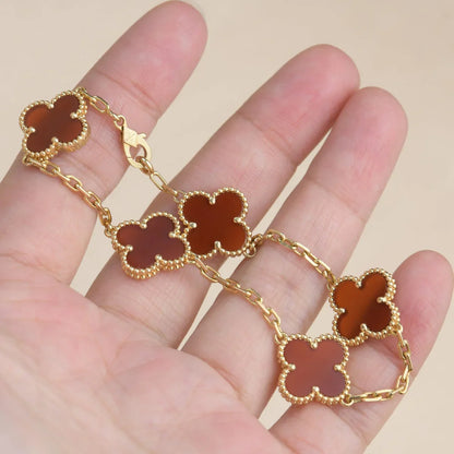 [Love Aura] CLOVER 5 MOTIF RED CORNELIAN BRACELET COLLECTION
