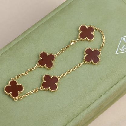 [Love Aura] CLOVER 5 MOTIF RED CORNELIAN BRACELET COLLECTION