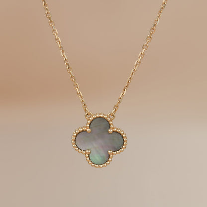 [Love Aura]CLOVER 15MM  GRAY MOTHER OF PEARL NECKLACE