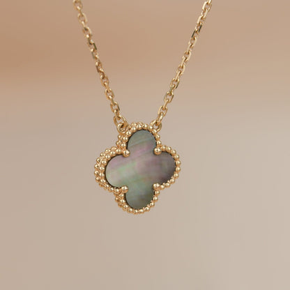 [Love Aura]CLOVER 15MM  GRAY MOTHER OF PEARL NECKLACE