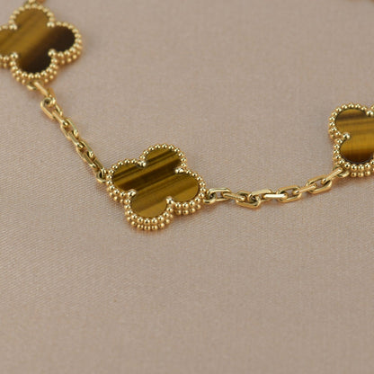 [Love Aura]CLOVER  5 MOTIFS TIGER EYE BRACELET
