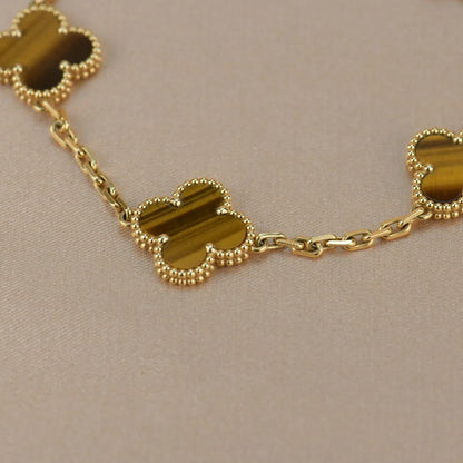 [Love Aura] CLOVER 5 MOTIFS TIGER EYE BRACELET COLLECTION
