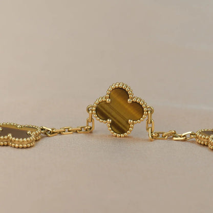 [Love Aura] CLOVER 5 MOTIFS TIGER EYE BRACELET COLLECTION