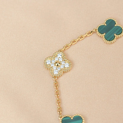 [Love Aura] CLOVER 5 MOTIF MALACHITE BRACELET COLLECTION