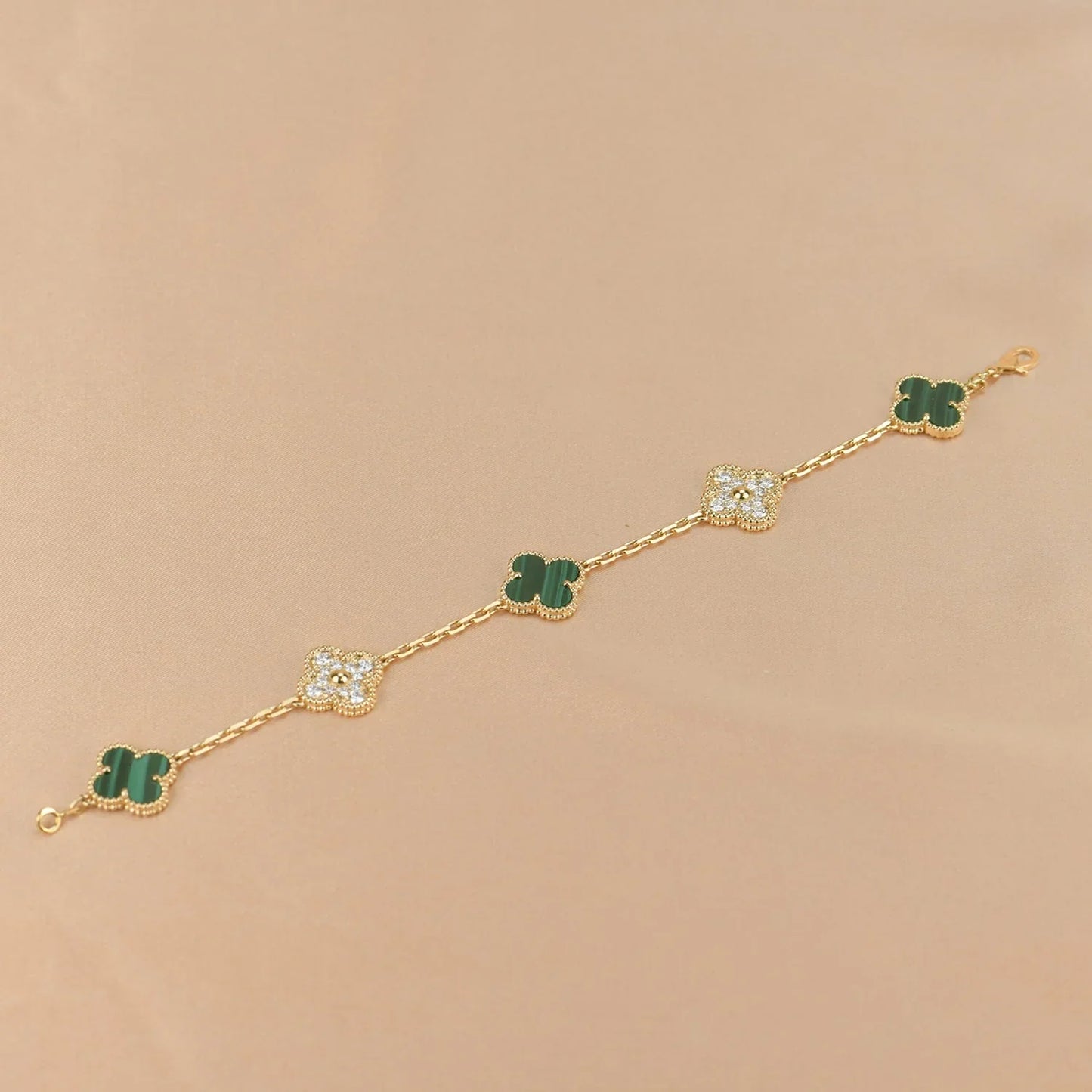 [Love Aura] CLOVER 5 MOTIF MALACHITE BRACELET COLLECTION