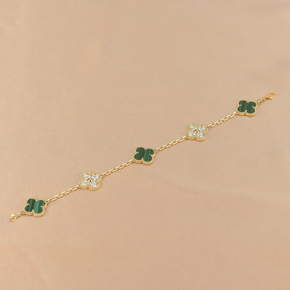 [Love Aura] CLOVER 5 MOTIF MALACHITE BRACELET COLLECTION