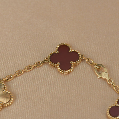 [Love Aura]CLOVER  5 MOTIFS CARNELIAN GOLD BRACELET