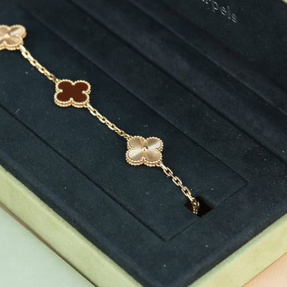 [Love Aura]CLOVER  5 MOTIFS CARNELIAN GOLD BRACELET