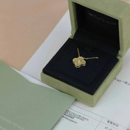 [Love Aura]CLOVER 15MM DIAMOND GOLD MOTHER OF PEARL NECKLACE