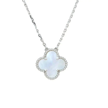 [Love Aura]CLOVER  15MM WHITE MOTHER-OF-PEARL SILVER