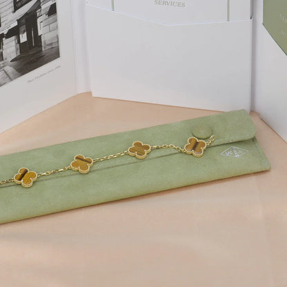 [Love Aura] CLOVER 5 MOTIFS TIGER EYE BRACELET COLLECTION