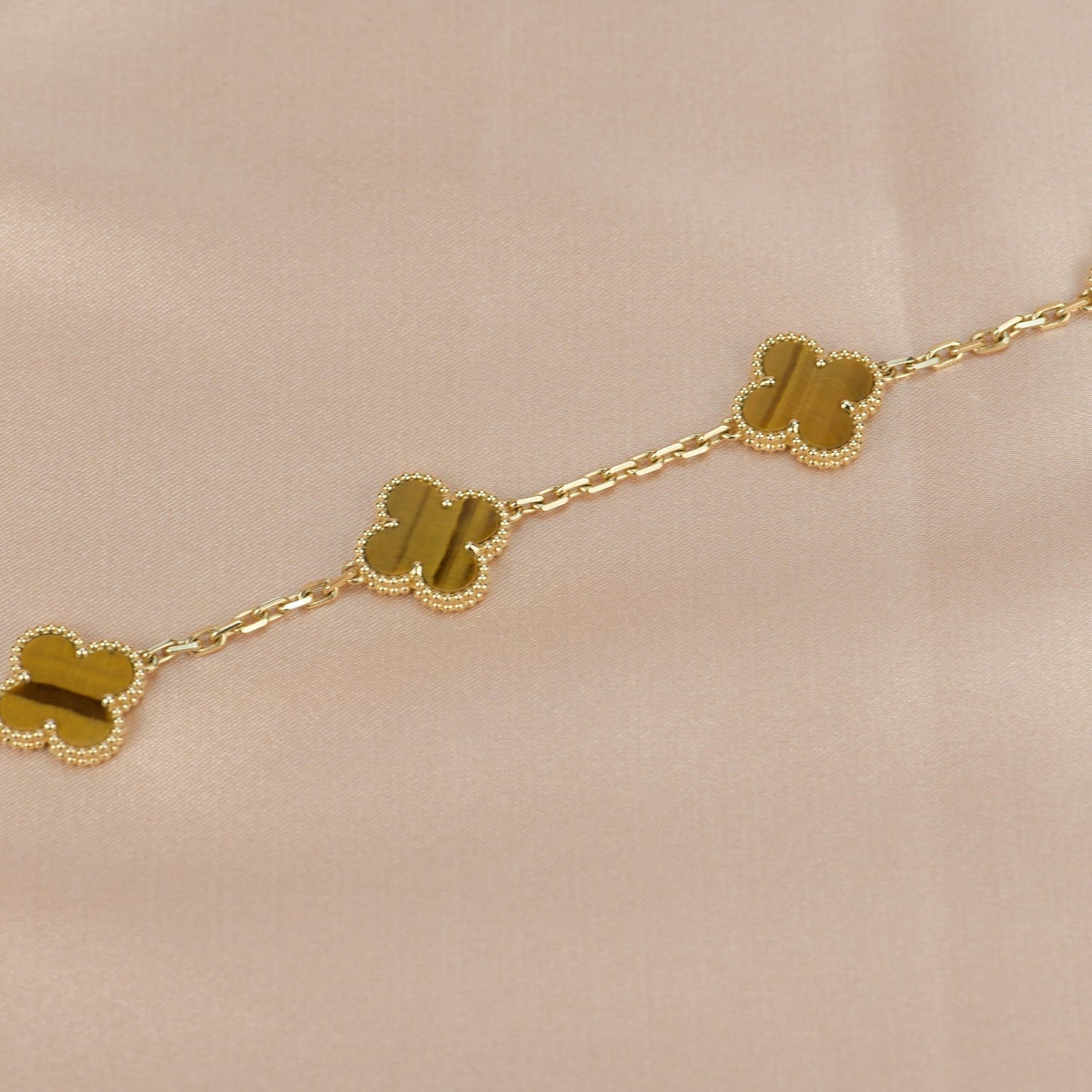 [Love Aura]CLOVER  5 MOTIFS TIGER EYE BRACELET