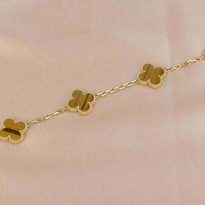 [Love Aura]CLOVER  5 MOTIFS TIGER EYE BRACELET