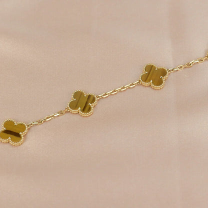 [Love Aura] CLOVER 5 MOTIFS TIGER EYE BRACELET COLLECTION