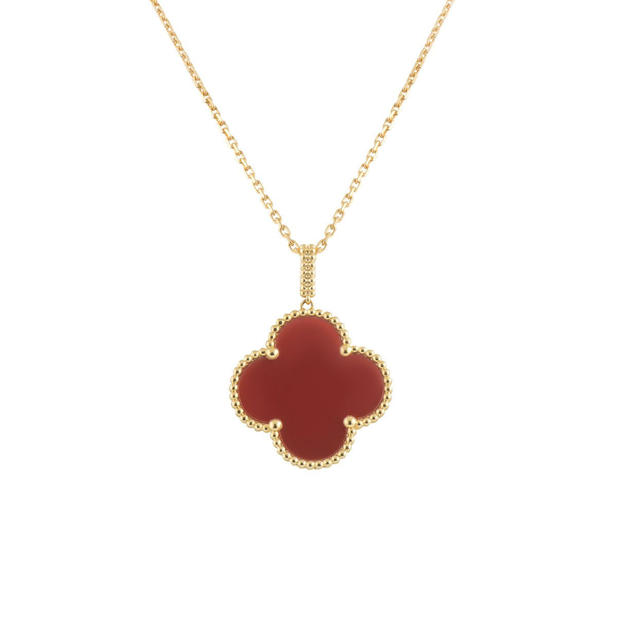 [Love Aura]CLOVER 25MM NECKLACE GOLD CARNELIAN