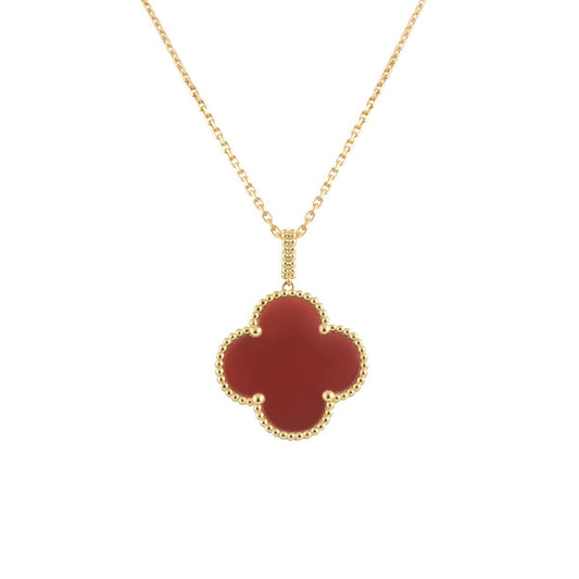 [Love Aura]CLOVER 25MM NECKLACE GOLD CARNELIAN