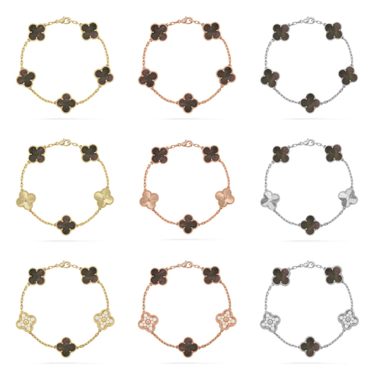 [Love Aura] CLOVER 5 MOTIF GRAY MOP BRACELET COLLECTION