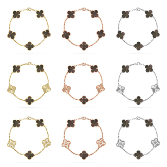 [Love Aura] CLOVER 5 MOTIF GRAY MOP BRACELET COLLECTION