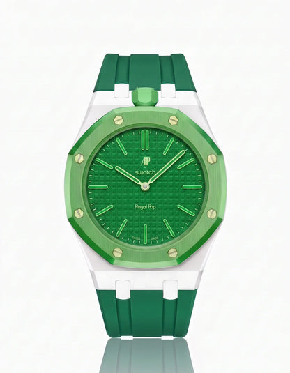 Silicone Strap & Bioceramic Case  Royal Pop Green Eight(Customize  Colors)